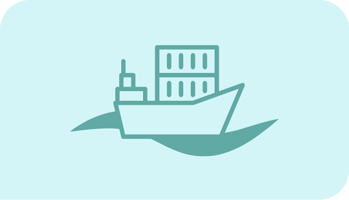 cargo ship graphic on a blue background