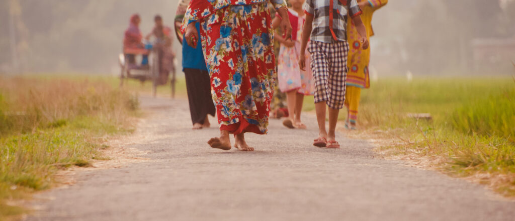 Women walking in the street unique photo